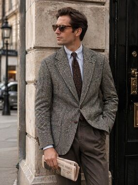 LANDS' END HARRIS TWEED Men's VINTAGE DEAD STOCK Speckled Blazer 40 R NEW